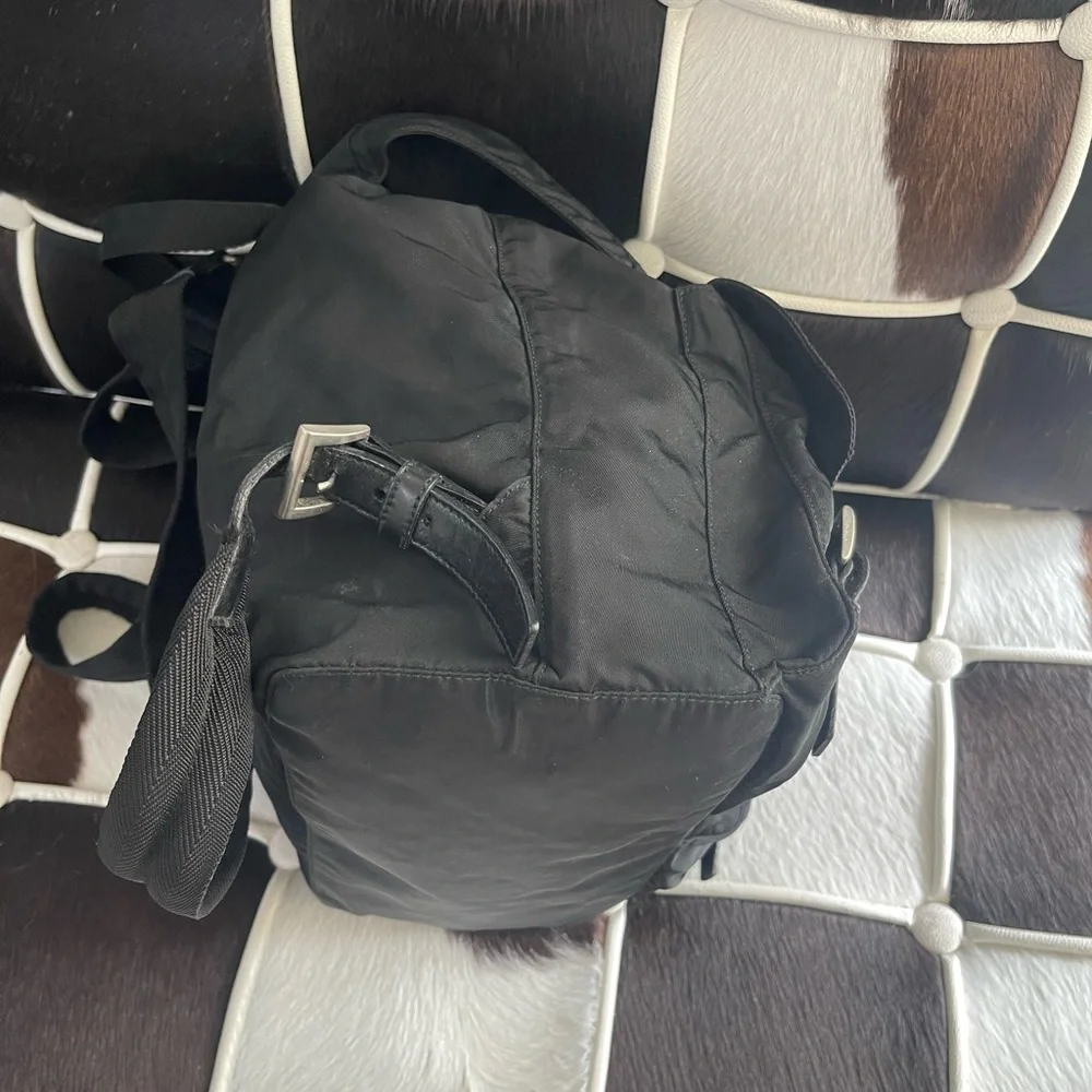 Authentic Prada Nylon Leather Backpack Black